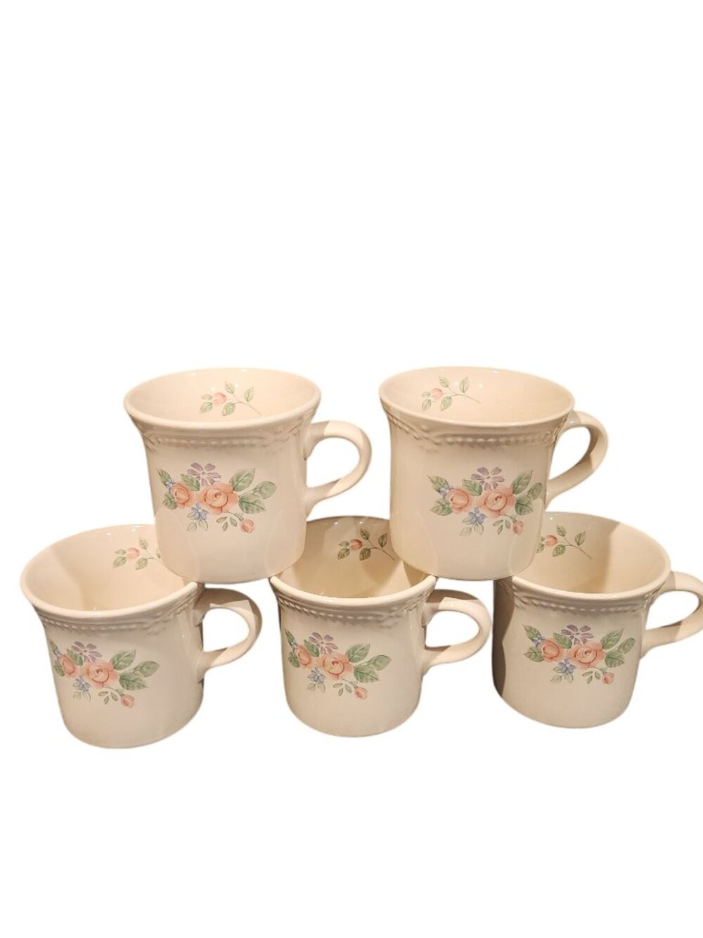 Pfaltzgraff Rosalinda Flat Cup Coffee tea set of 5